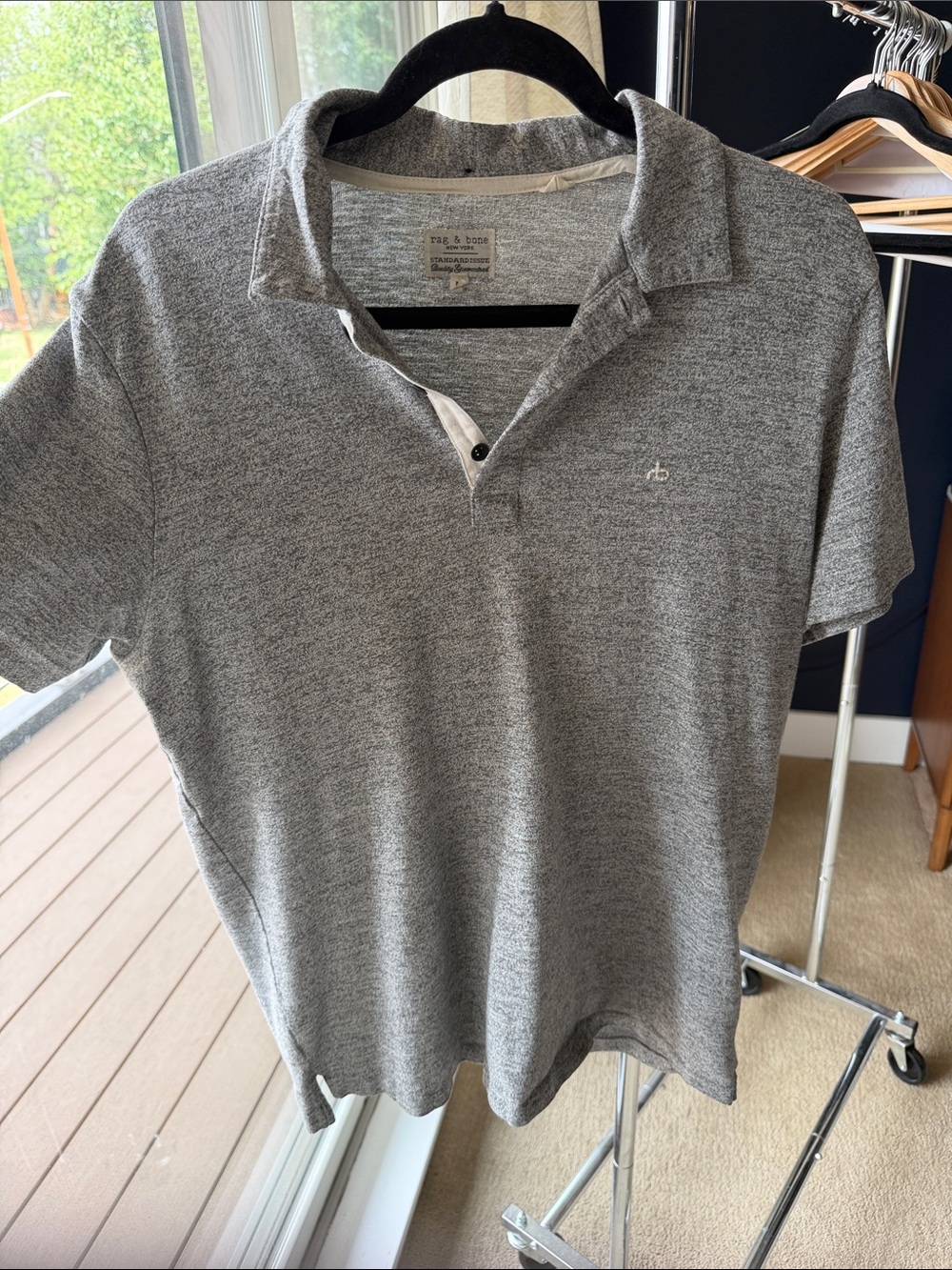 rag & bone Heather Grey Men's Polo